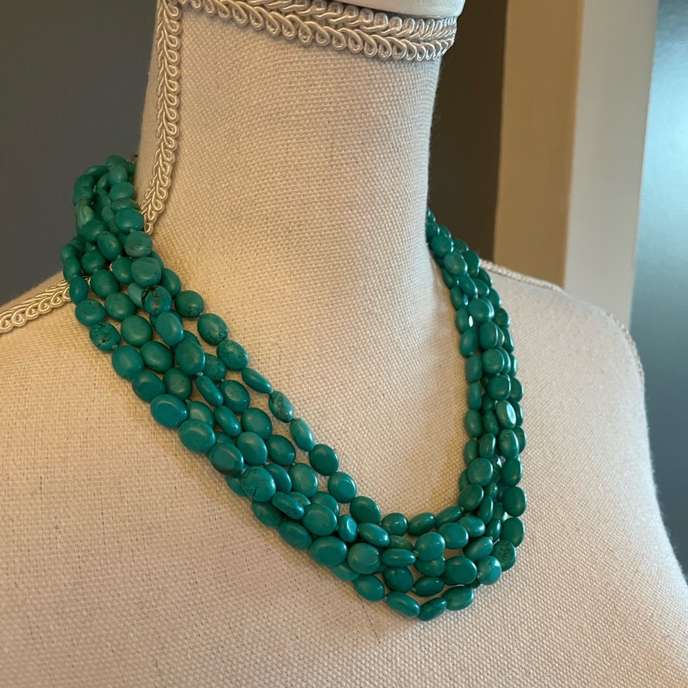 Lucas Lameth Turquoise & Sterling Multi-Strand Nugget Necklace